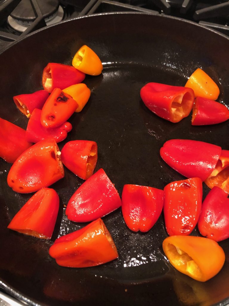 mini sweet peppers with a balsamic glaze