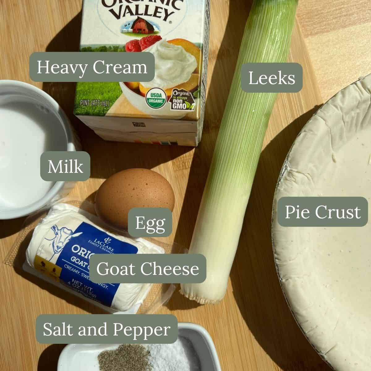 Ingredients for Leek and Goat Cheese Quiche Recipe