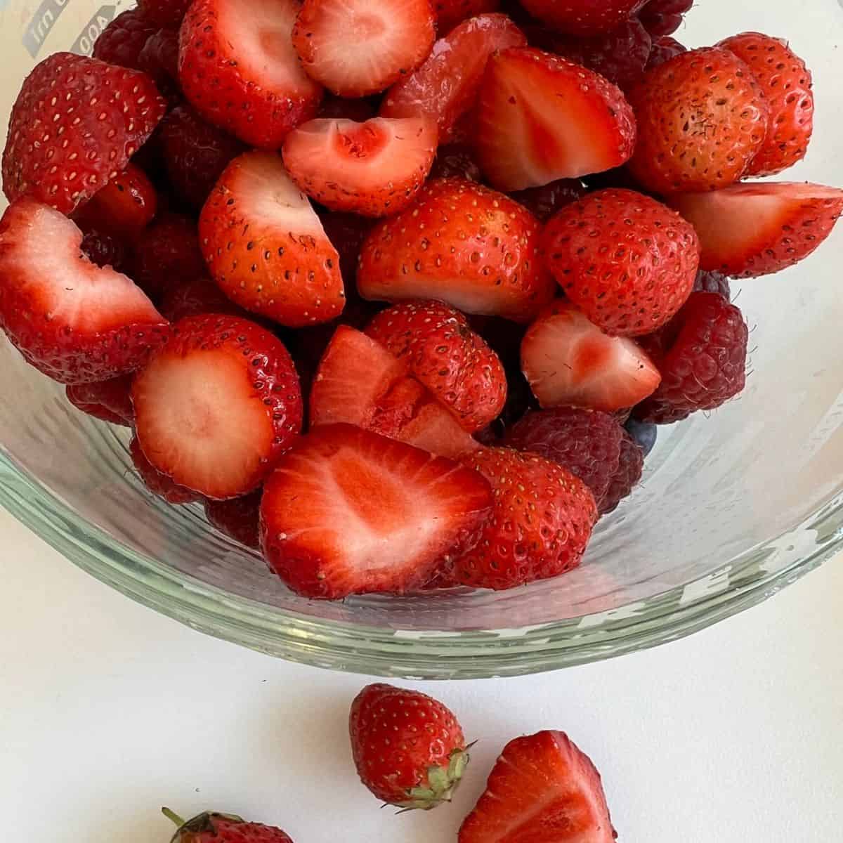 Sliced Strawberries in a bowl