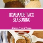 homemade taco seasoning in a jar for pinterest pin.