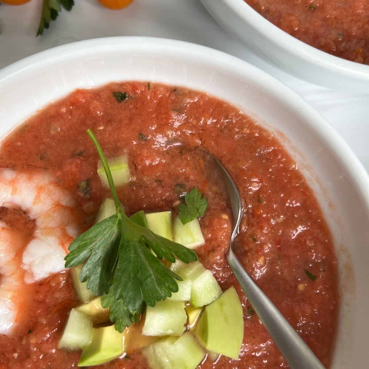 Bowl of the The EASIEST Authentic Spanish Gazpacho Soup Recipe featured image 7