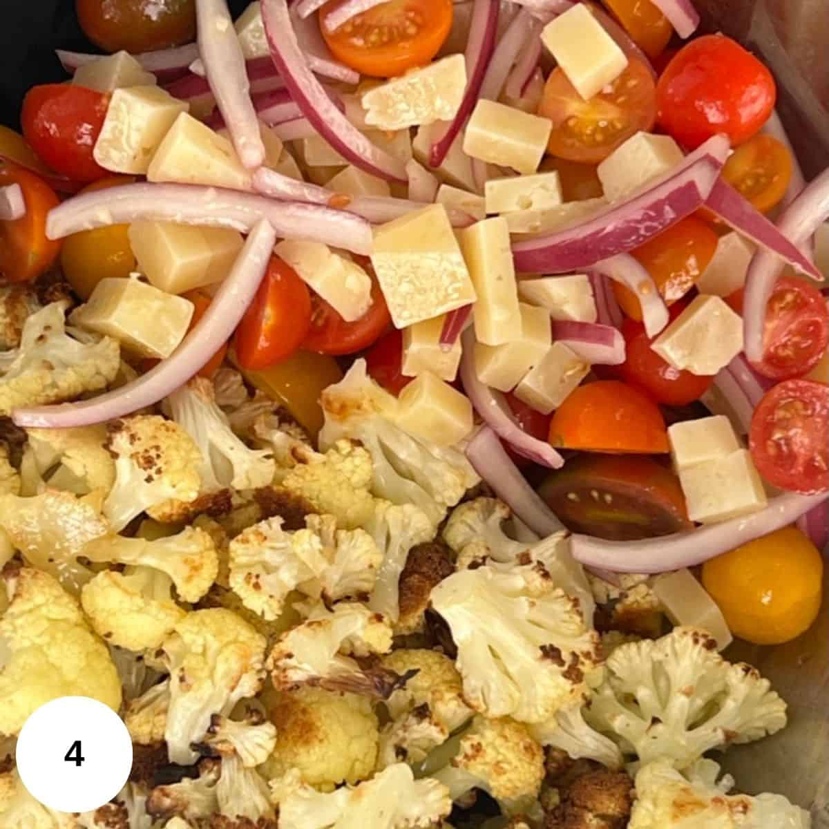 all of the salad ingredients mixed together in a bowl.