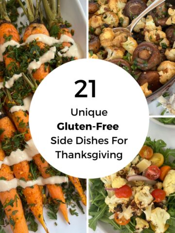 cover for roundup of 21 unique gluten free side dishes for thanksgiving