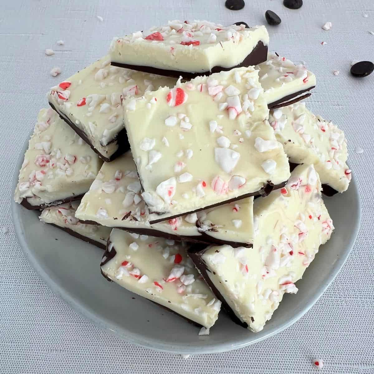 Easy Copycat Williams-Sonoma Peppermint Bark on a white plate