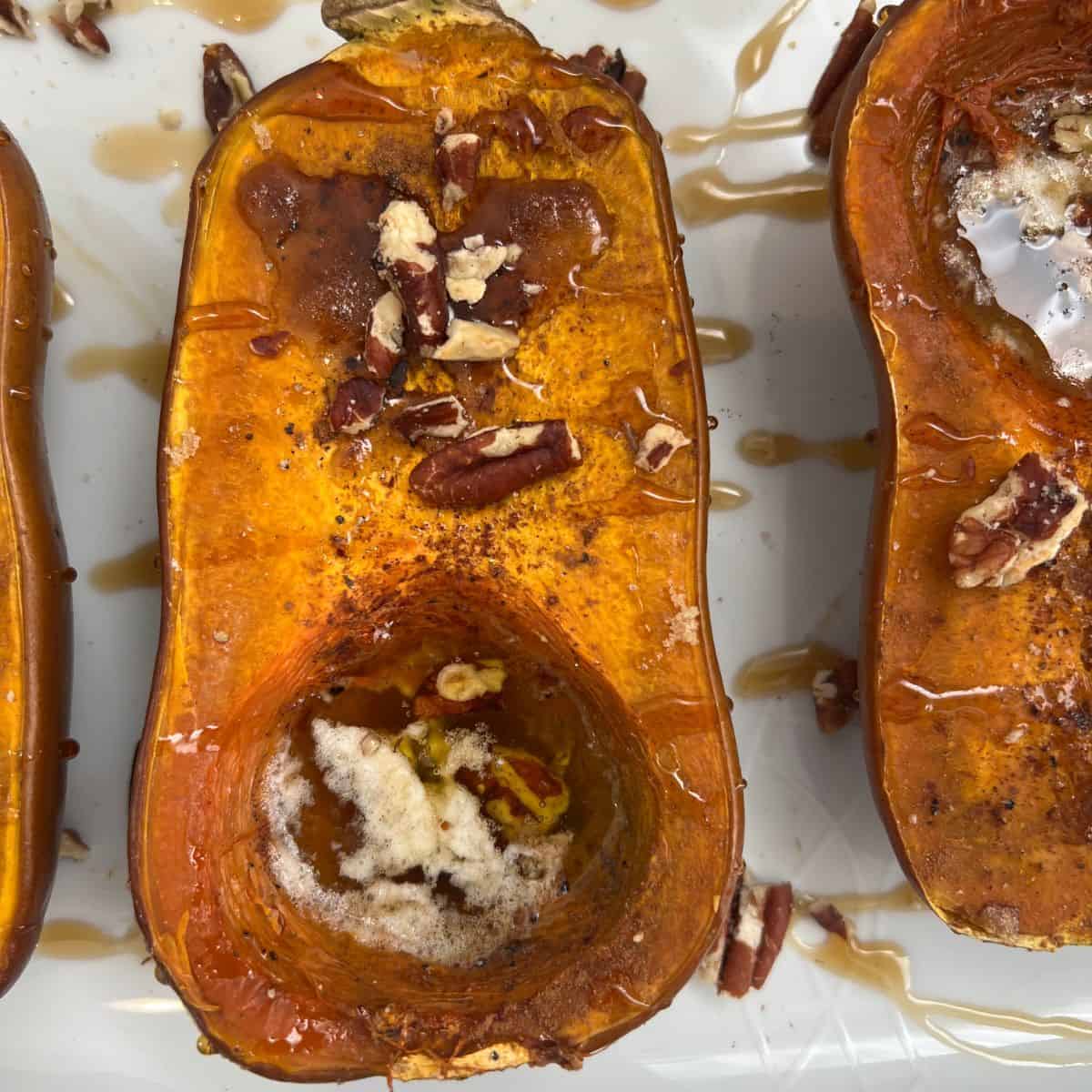 Roasted Honeynut Squash Recipe with Maple and Pecans hero shot