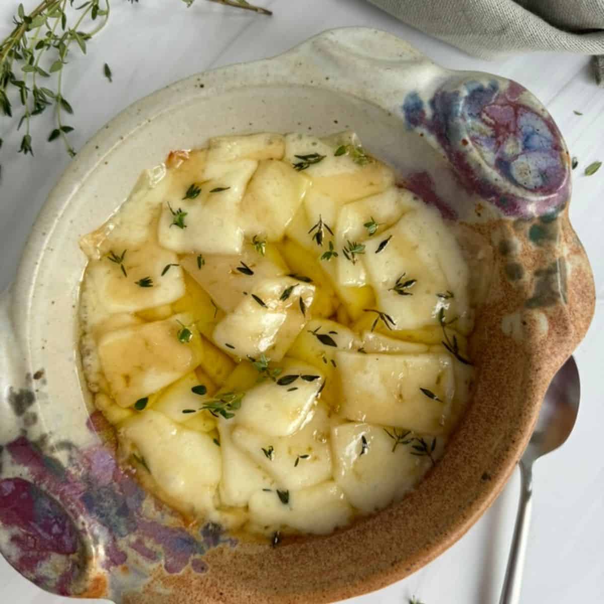 Portuguese Creamy Baked Cheese with Honey and Olive Oil Featured Image