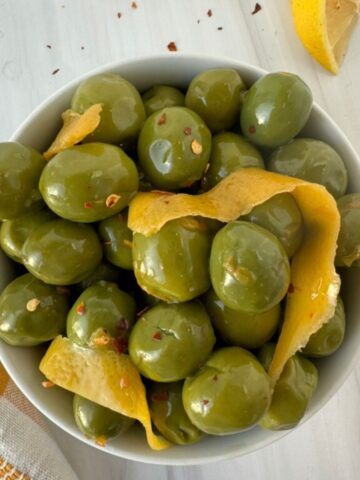 Mediterranean Citrus Marinated Olives for a Charcuterie Board Featured Image