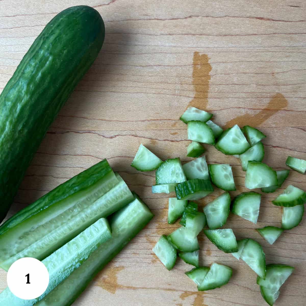 Chopped cucumber.