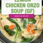 Greek Lemon Chicken Soup with orzo pinterest pin.