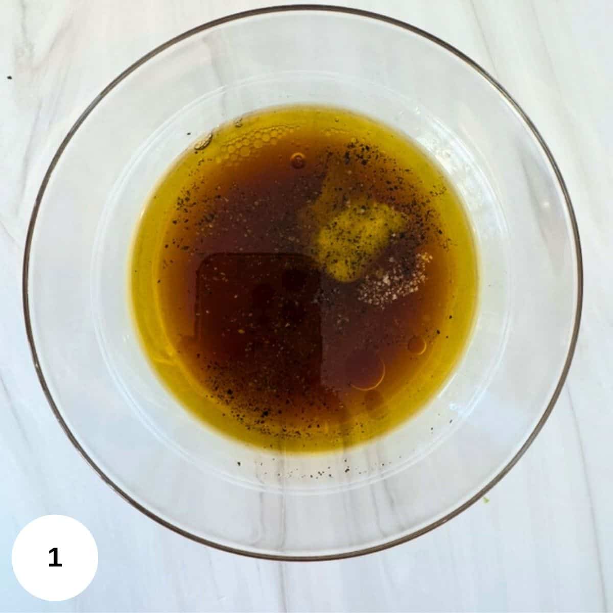 Combining the marinade ingredients into a small bowl. 