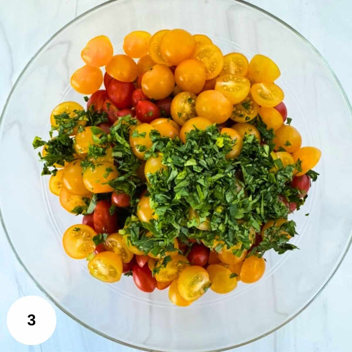 All of the veggies in a large bowl. 