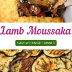Lamb Moussaka PInterest Pin.
