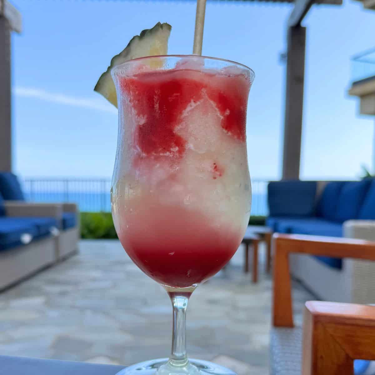 A picture of my skinny Lava flow drink at the pool.