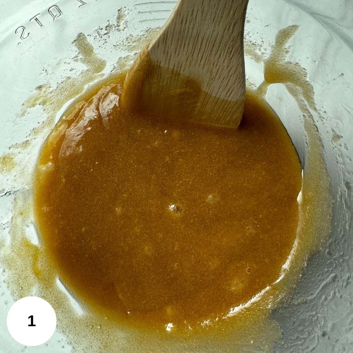 Mixing the wet ingredients together in a bowl. 