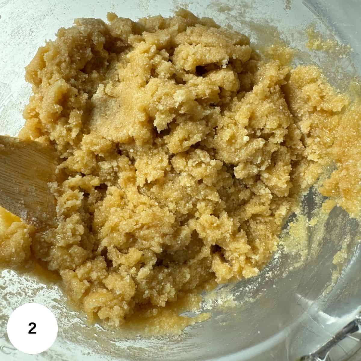 Adding in the dry ingredients and combining. 