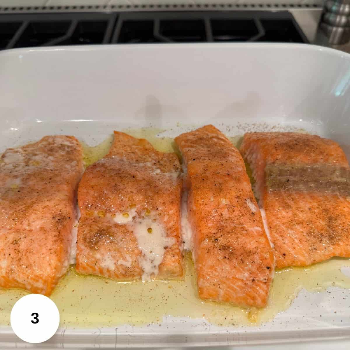 The salmon roasted and ready to eat.