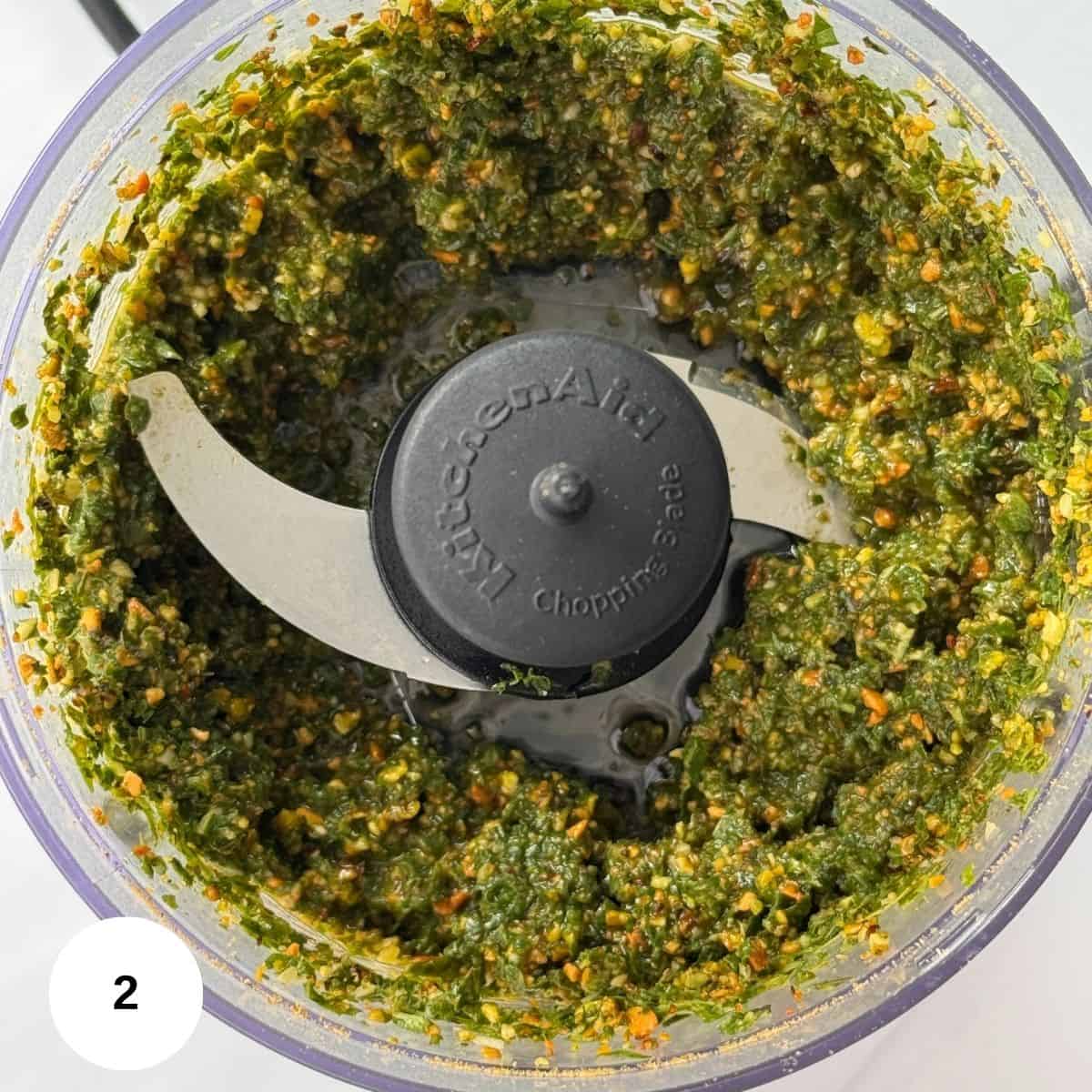 Added in the basil and combined it with the pistachios. 