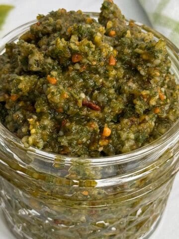 A jar of Pistachio Pesto.