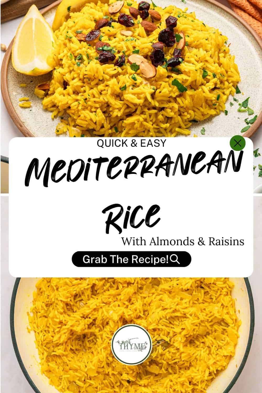 Mediterranean Rice Packet Mediterranean Rice with Turmeric, Almonds, and Raisins - A Sweet Thyme