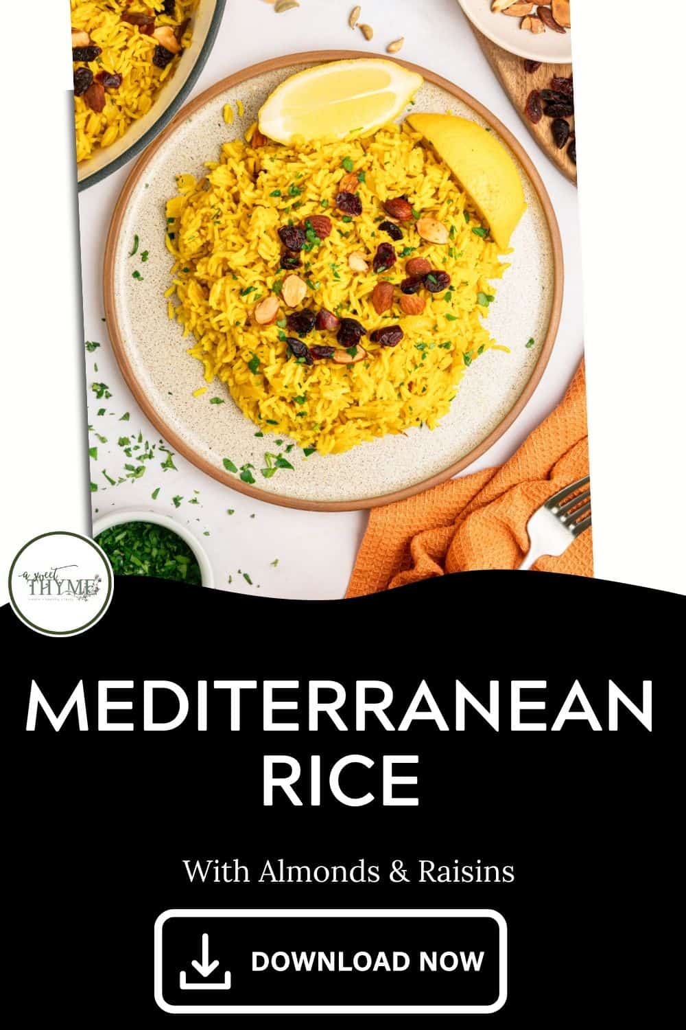 Mediterranean Rice Packet Mediterranean Rice with Turmeric, Almonds, and Raisins - A Sweet Thyme