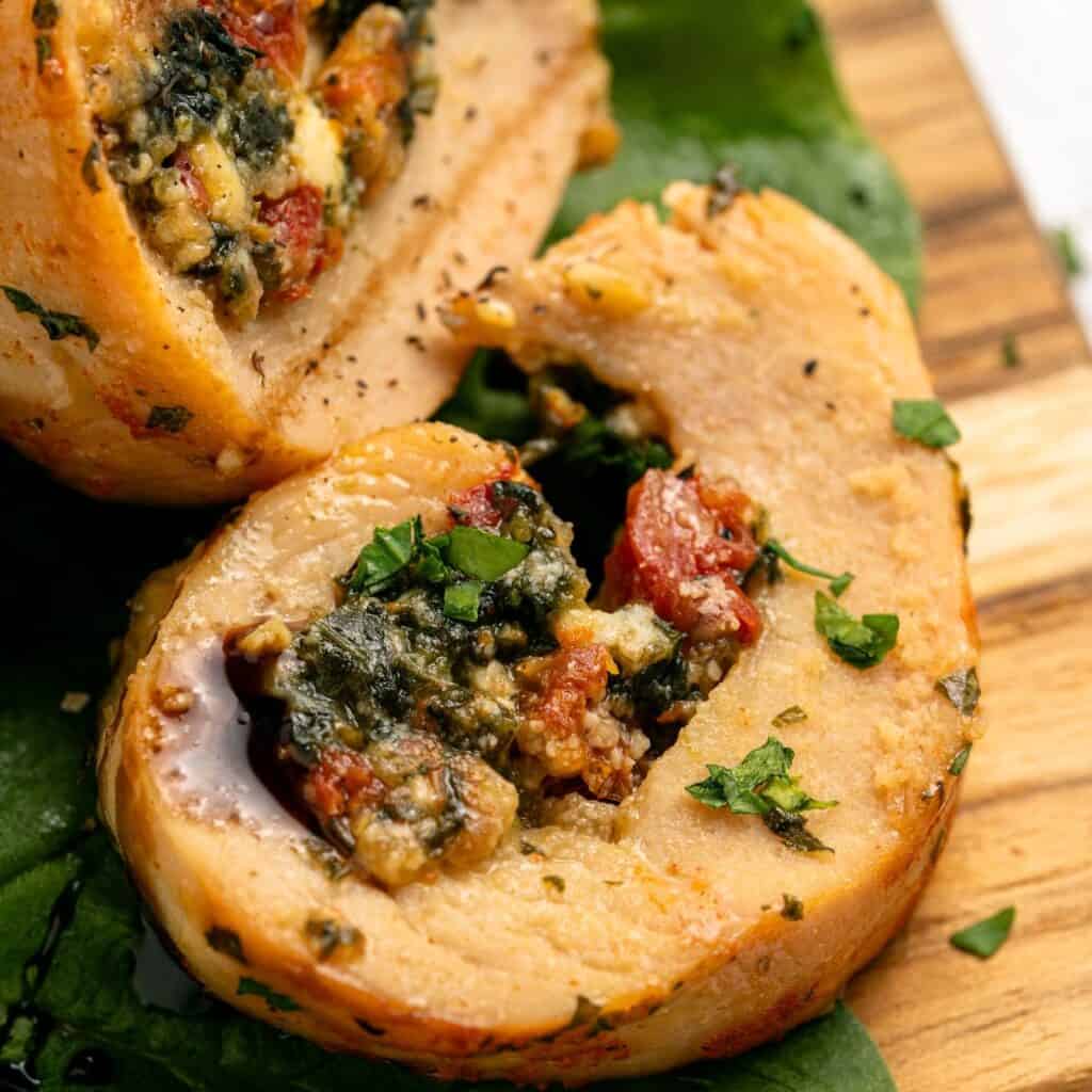 Easy Chicken Roulade With Spinach & Sundried Tomatoes (GF) - A Sweet Thyme
