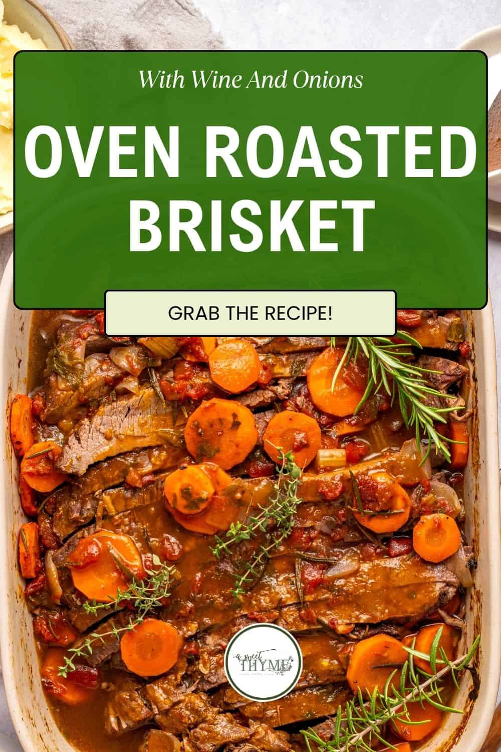Oven Roasted Brisket with Red Wine and Onions - A Sweet Thyme